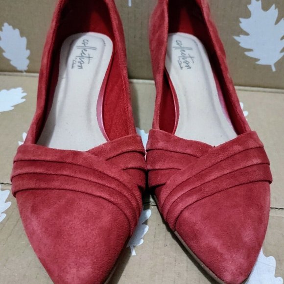 Collections by Clarks Linvale Grand Red Suede Pump Pointed 6.5 ~ New without Box - Picture 6 of 12